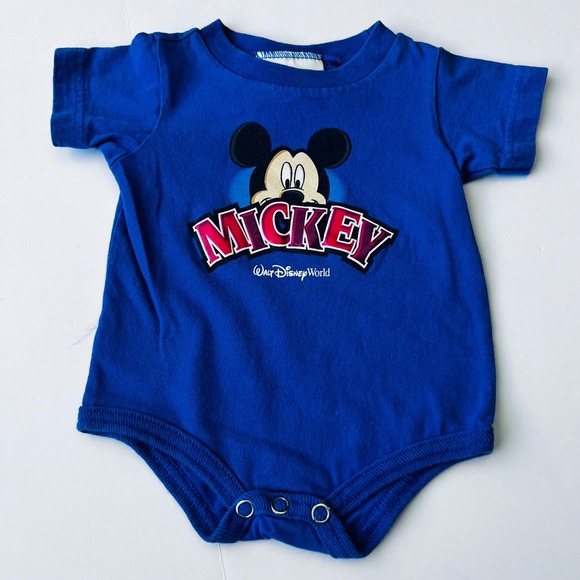 Walt Disney World Other - Vintage Walt Disney World Baby Mickey Bodysuit 3M Blue Cotton‎ Parks